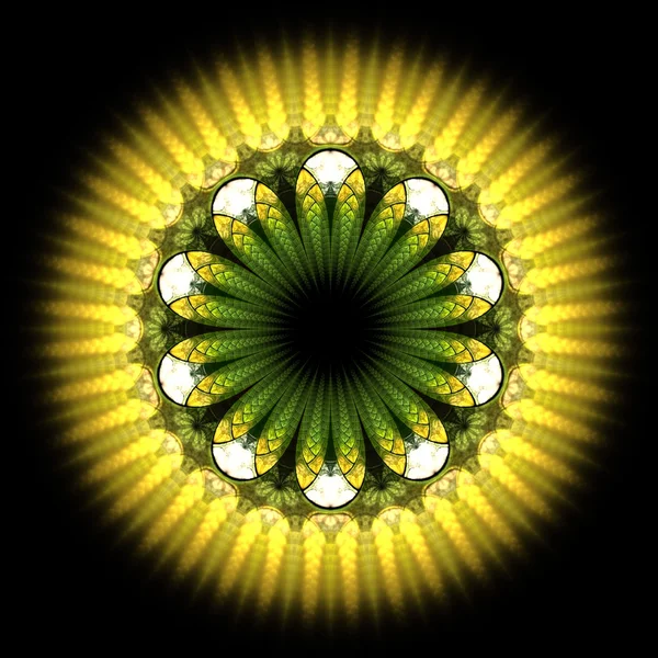 Flor fractal amarela escura, arte digital — Fotografia de Stock