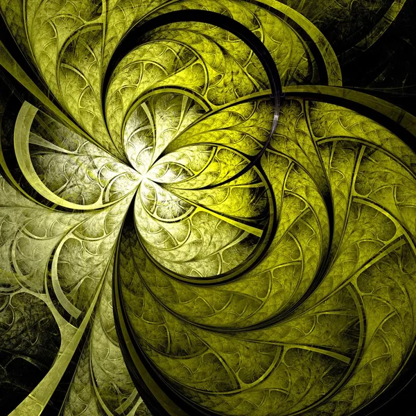 Amarelo escuro e flor fractal verde — Fotografia de Stock