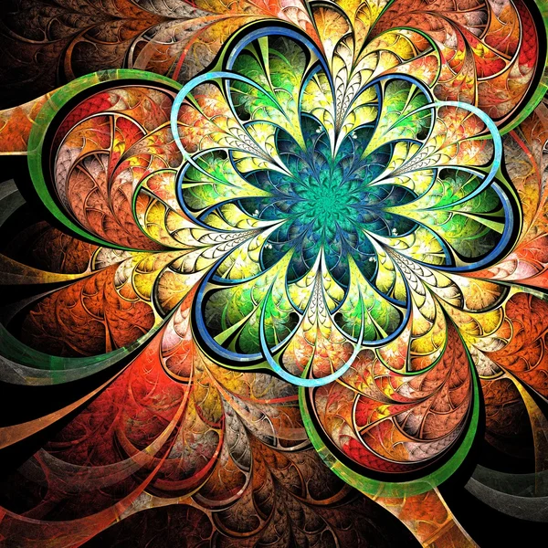 Flor fractal colorida, obra de arte digital — Foto de Stock