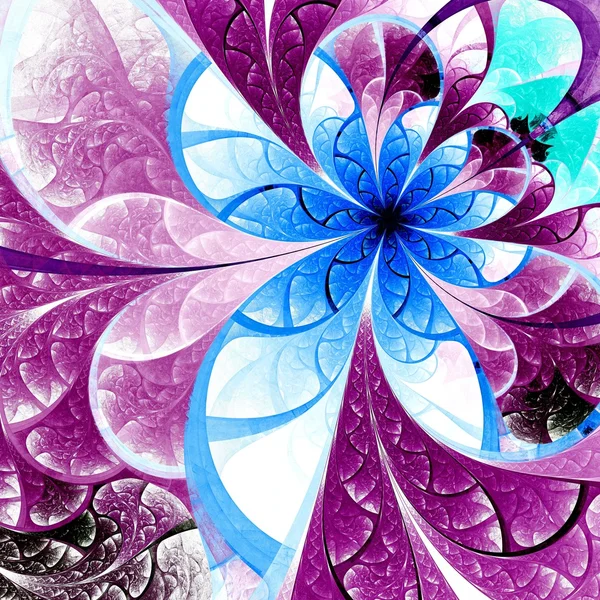 Blue and pink light fractal flower, digital artwork — Stock Photo, Image