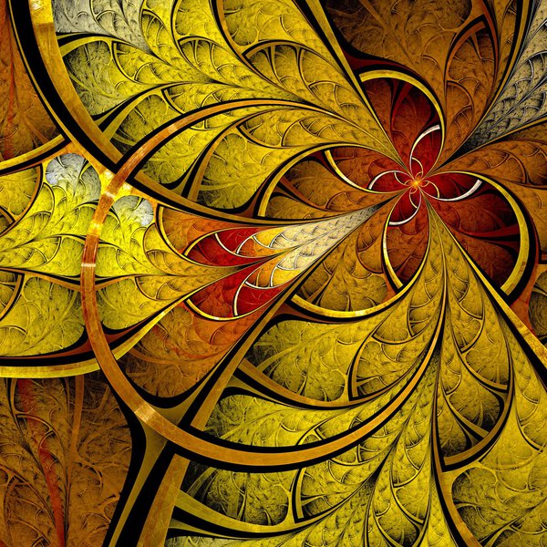 Dark yellow and orange fractal flower