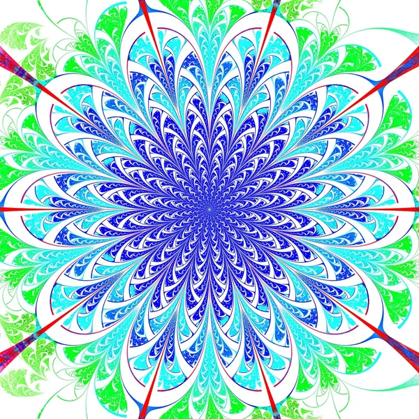 Flor fractal azul y verde, obra de arte digital —  Fotos de Stock