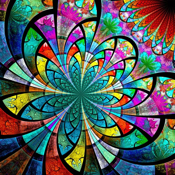 Flor fractal colorida, arte digital — Fotografia de Stock