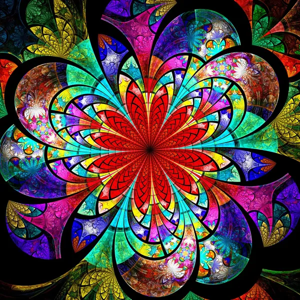 Colorful fractal flower, digital artwork — Stock Photo, Image