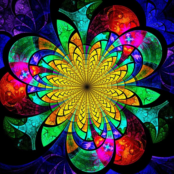 Colorful fractal flower, digital artwork — Stock Photo, Image