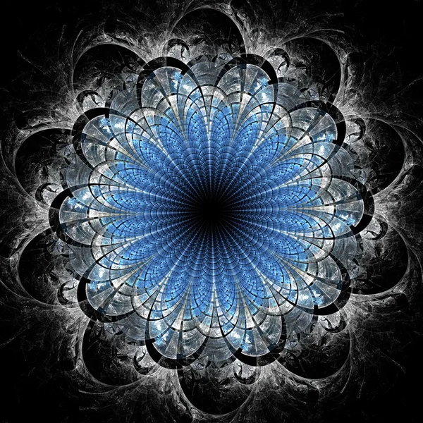 暗蓝色分形花，数码艺术作品 — 图库照片