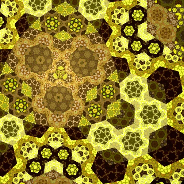 Hexágono fractal verde oscuro, obra de arte digital —  Fotos de Stock