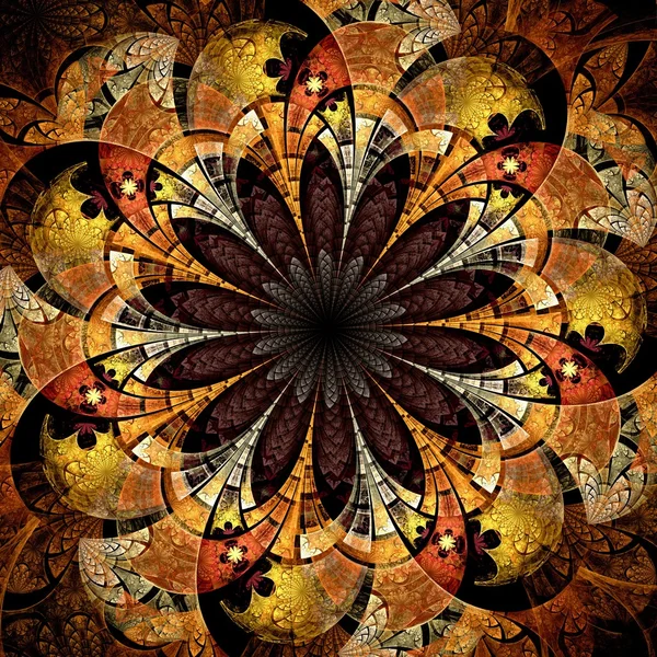Flor fractal amarela escura e laranja — Fotografia de Stock