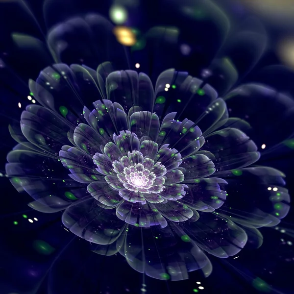 Dark blue fractal flower, digital artwork — Stock Photo, Image