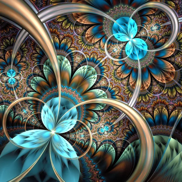 Flor fractal de luz colorida o mariposa — Foto de Stock