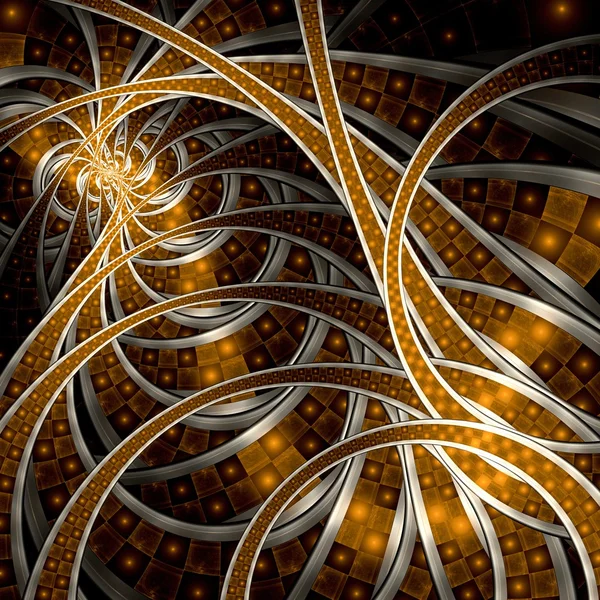 Linhas fractais amarelas escuras, arte digital — Fotografia de Stock
