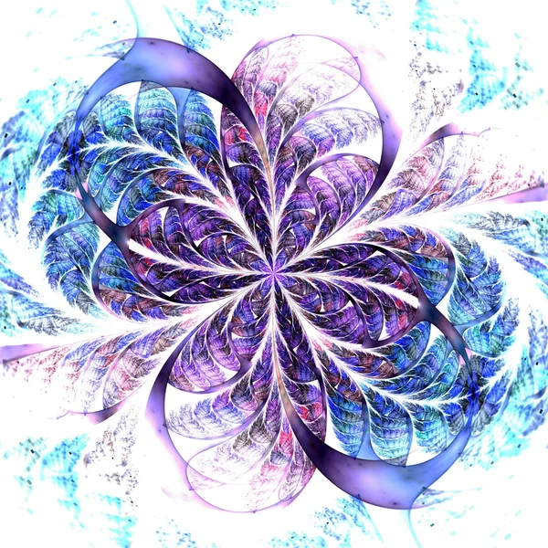粉色和蓝色的分形花，数码艺术作品 — 图库照片