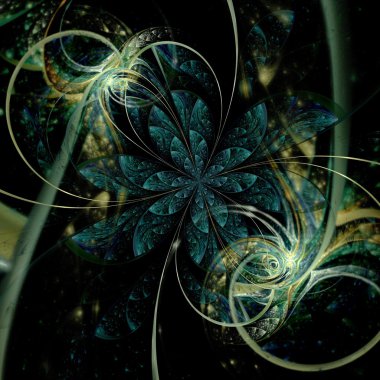 yeşil ve sarı fraktal çiçek deseni