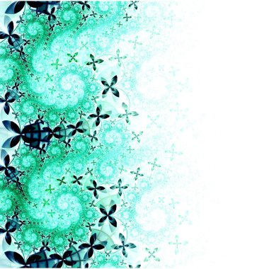 mavi ve yeşil fraktal çiçek deseni