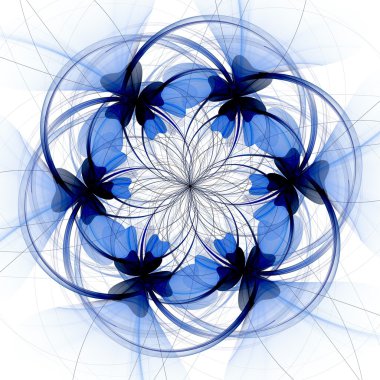 Mavi fraktal çiçek deseni
