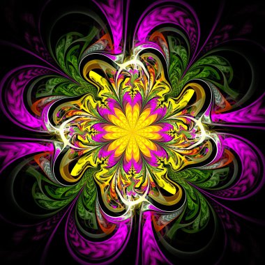 renkli fraktal çiçek, dijital sanat