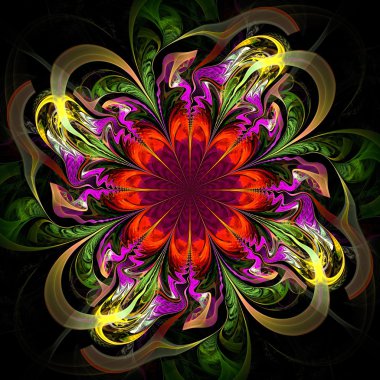 renkli fraktal çiçek, dijital sanat