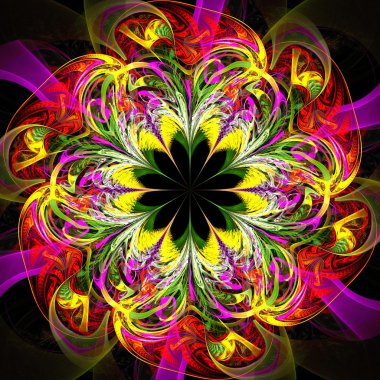 renkli fraktal çiçek, dijital sanat
