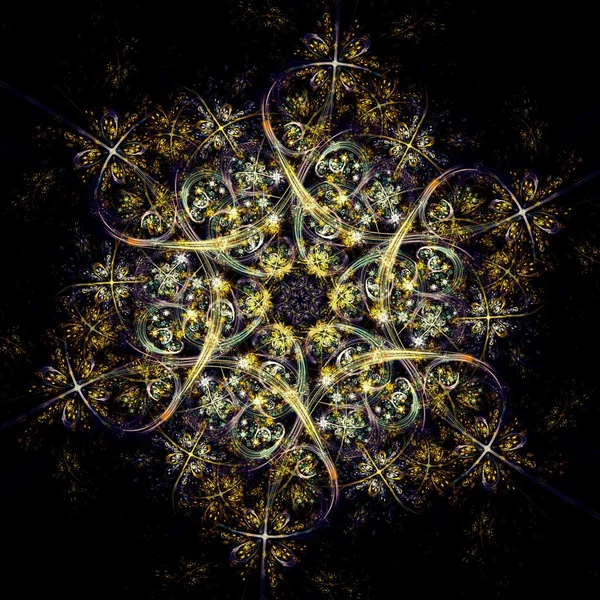 Dark Yellow fractal flower pattern — Stock Photo, Image