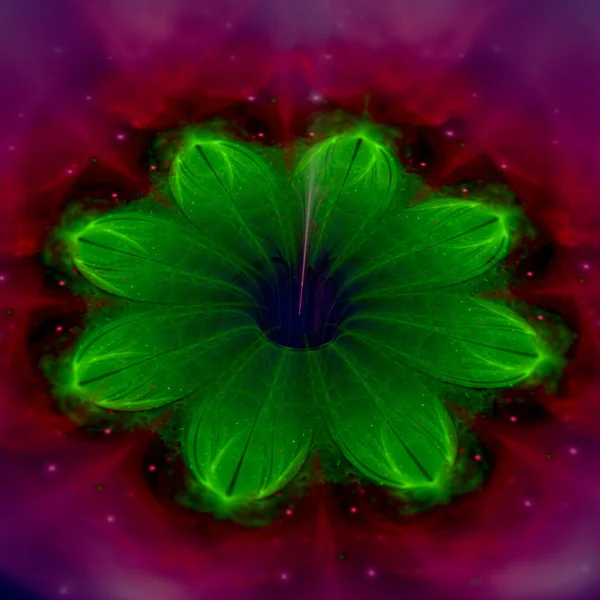 Kırmızı ve yeşil fraktal çiçek deseni — Stok fotoğraf