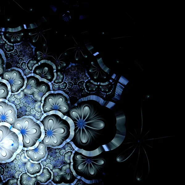 Gradient bleu motif de fleur fractale — Photo