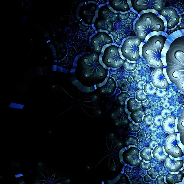 Gradient blue fractal flower pattern — Stock Photo, Image
