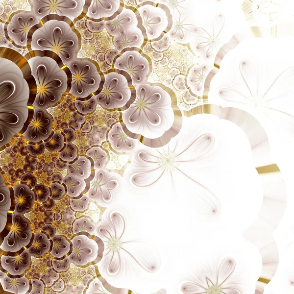 Gradient yellow fractal flower pattern — Stock Photo, Image