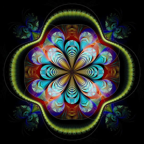 Kleurrijke fractal bloemenpatroon — Stockfoto