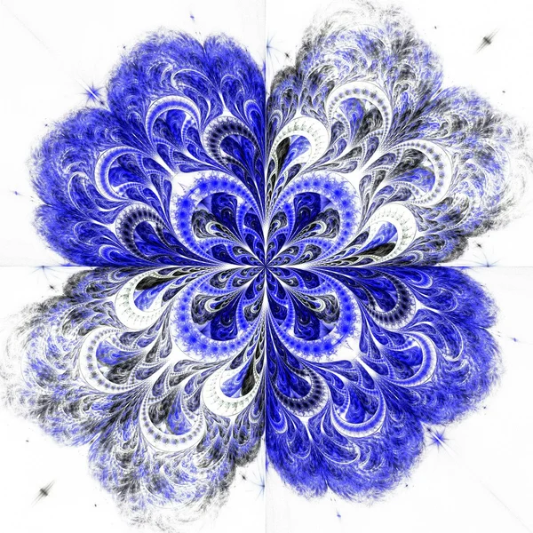 Blauwe fractal bloemenpatroon — Stockfoto