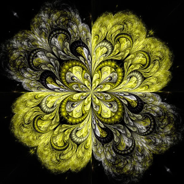 Yellow fractal flower pattern — Stock Photo, Image