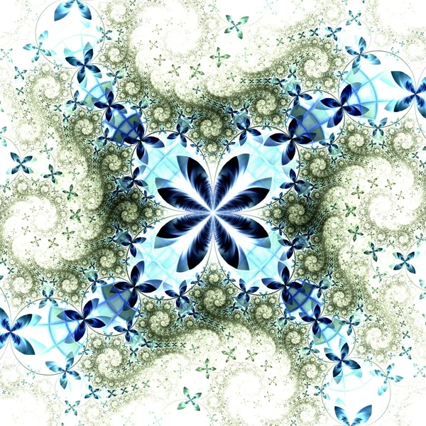 Blue and green fractal flower pattern — Stock Photo, Image