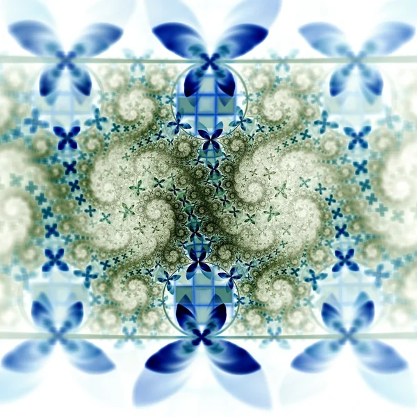 Blue and green fractal flower pattern — Stock Photo, Image