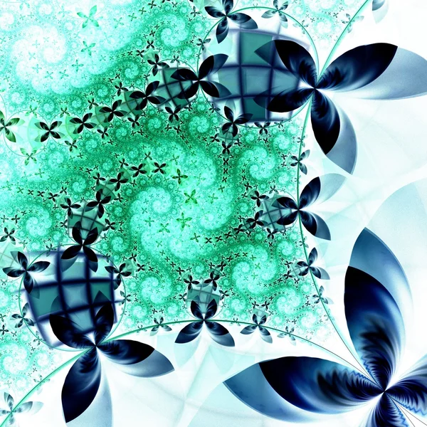 Blue and green fractal flower pattern — Stock Photo, Image