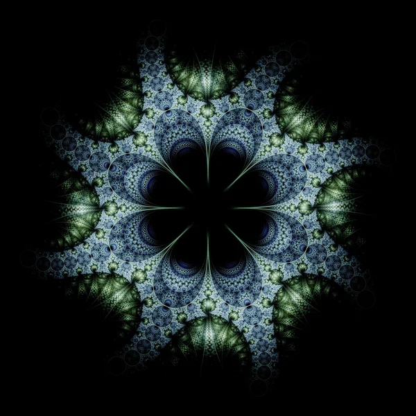 Mavi ve yeşil fraktal çiçek deseni — Stok fotoğraf