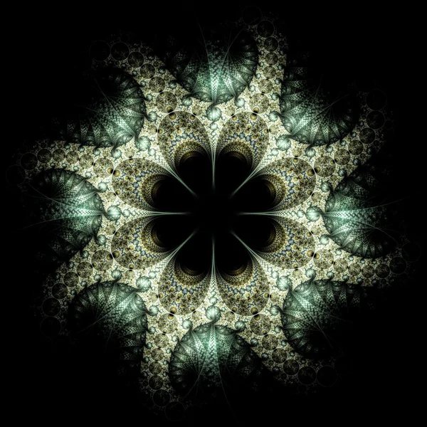 Fraktales gelbes und grünes Blütenmuster — Stockfoto
