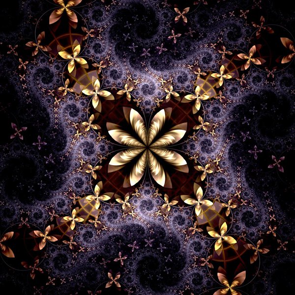 Colorful fractal flower pattern, digital artwork creative