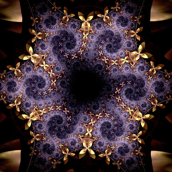 Yellow and violet fractal flower pattern — Stock Photo, Image