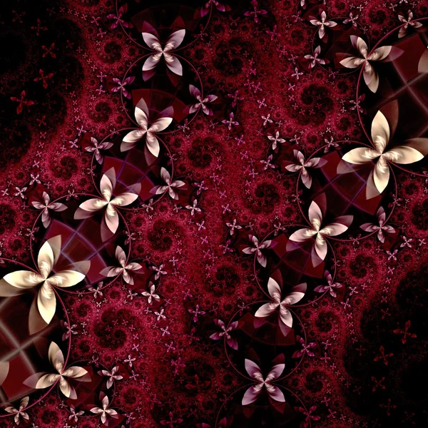 Gul og rød fraktal blomst mønster - Stock-foto