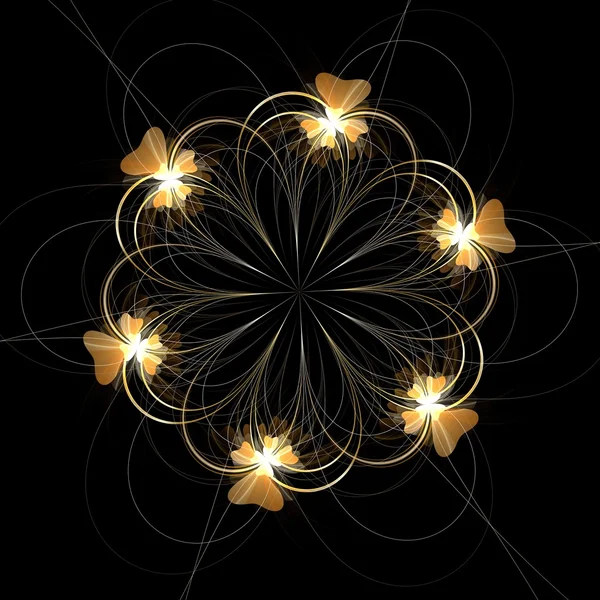 Dark yellow fractal abstract pattern — Stock Photo, Image