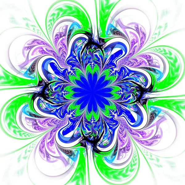 Biru dan hijau pola bunga fraktal — Stok Foto
