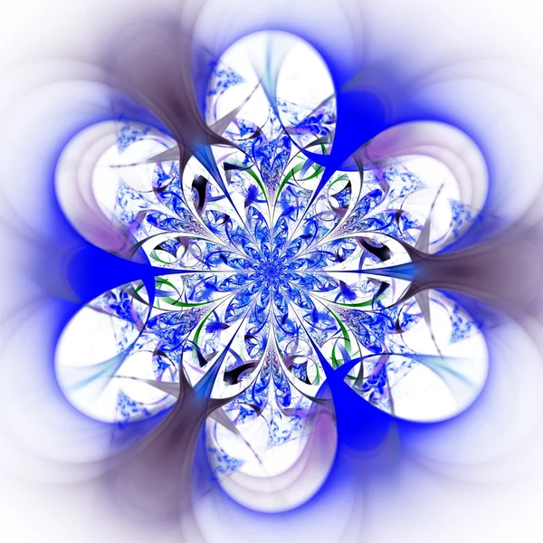 蓝色的分形花朵图案 — 图库照片