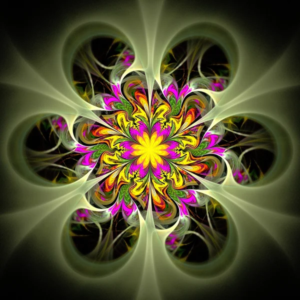 Fleur fractale colorée, illustration numérique — Photo