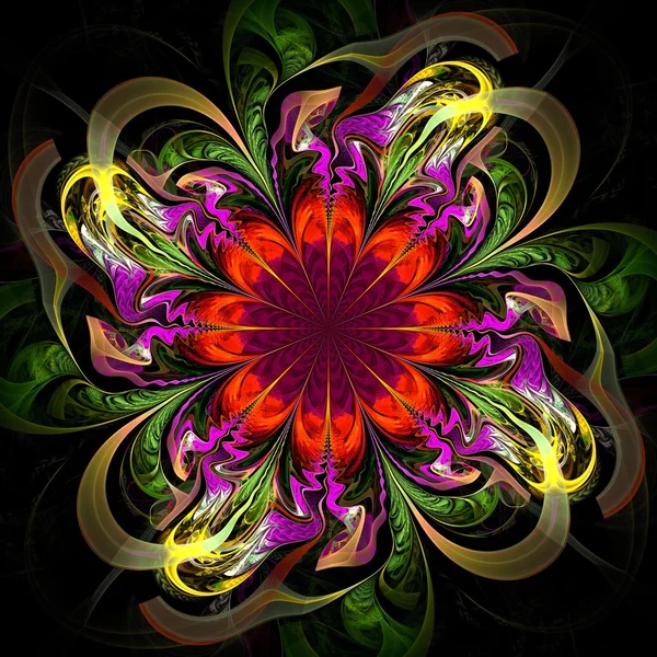 Färgglada fraktal blomma, digitala konstverk — Stockfoto