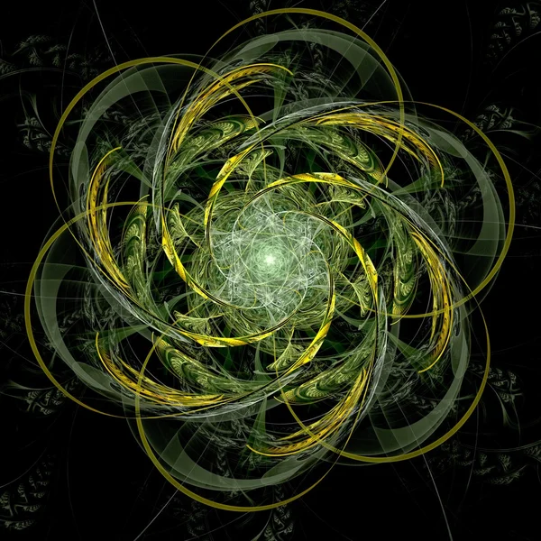 Yellow and green fractal flower, digital artwork — Stock Photo, Image