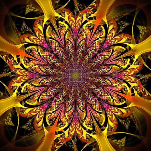 Flor fractal colorida, arte digital — Fotografia de Stock