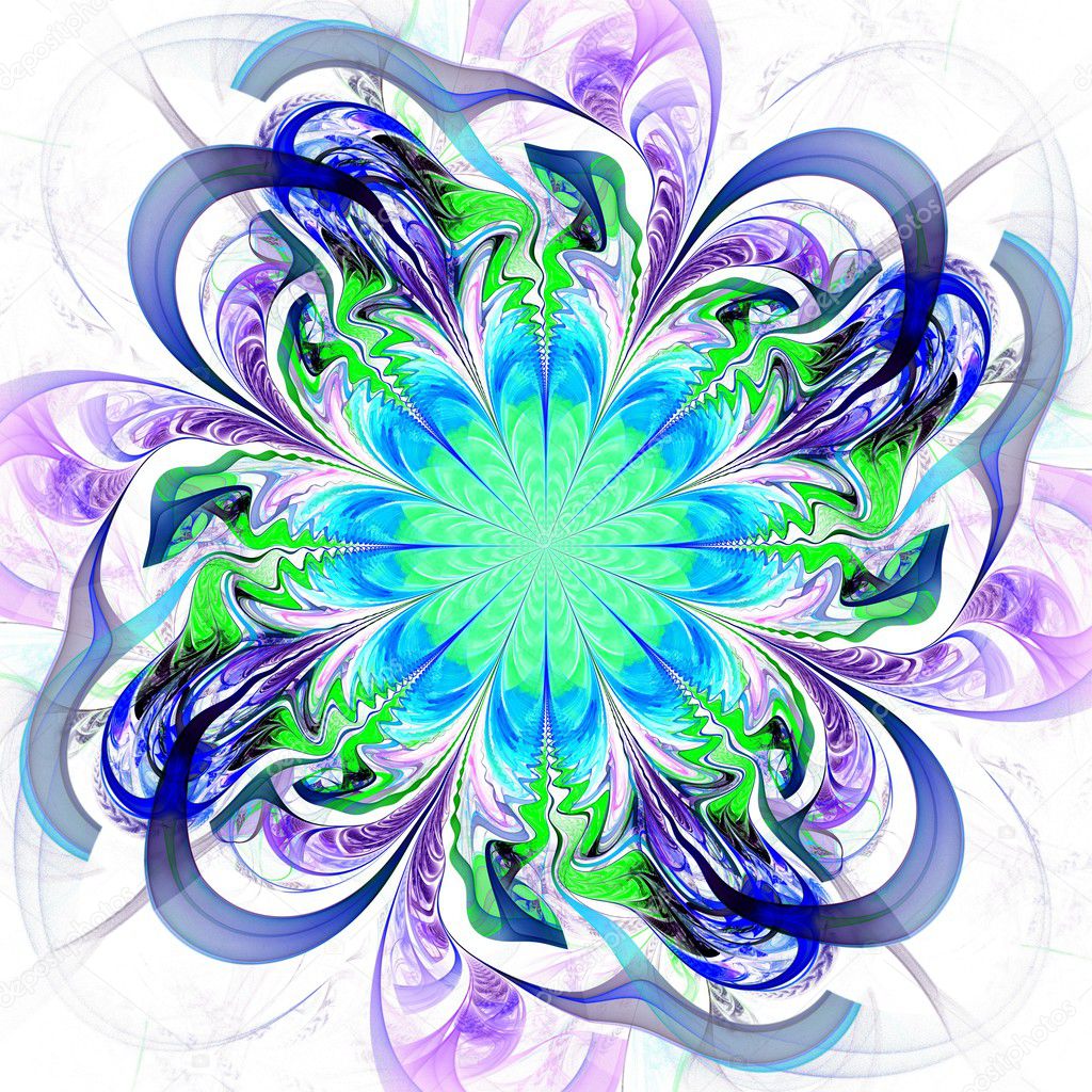 Blue and green fractal flower pattern