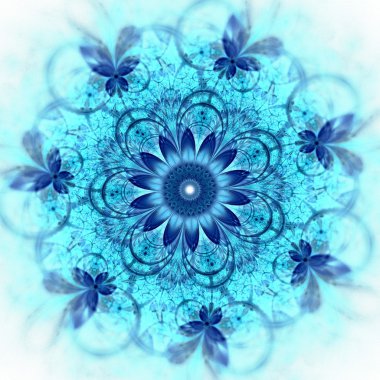 koyu mavi fraktal çiçek, dijital sanat