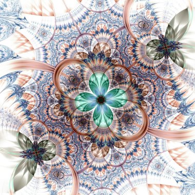 koyu yeşil fraktal çiçek 