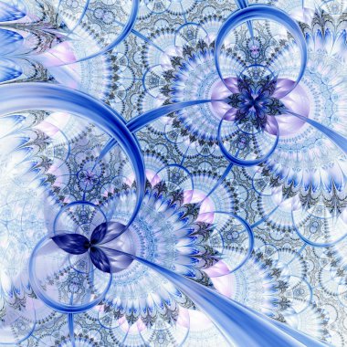 koyu mavi mor siyah fraktal çiçek