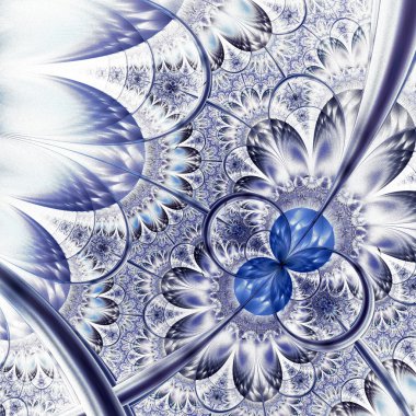 koyu mavi mor siyah fraktal çiçek